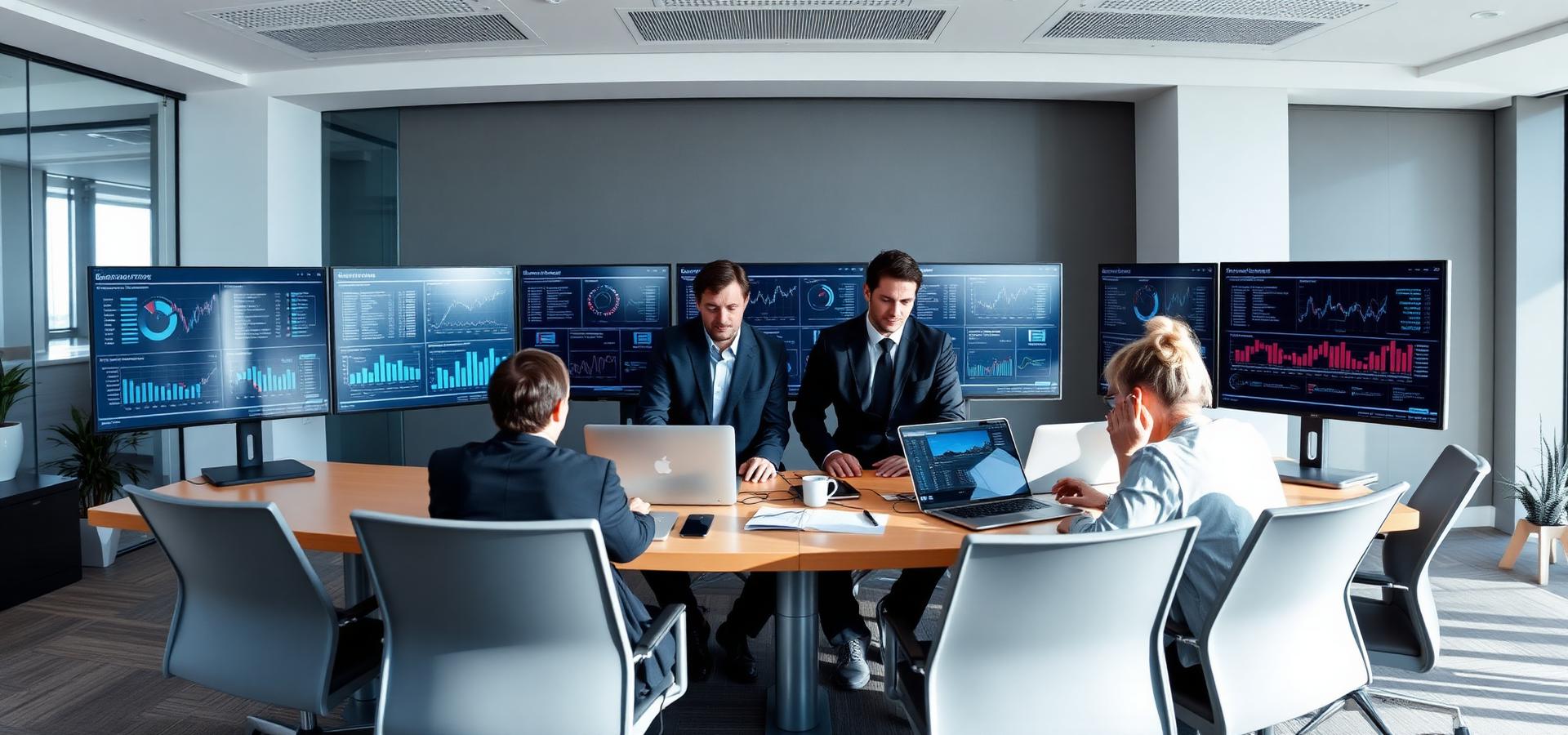 Empresa em processo de transformação digital com dashboards e consultores