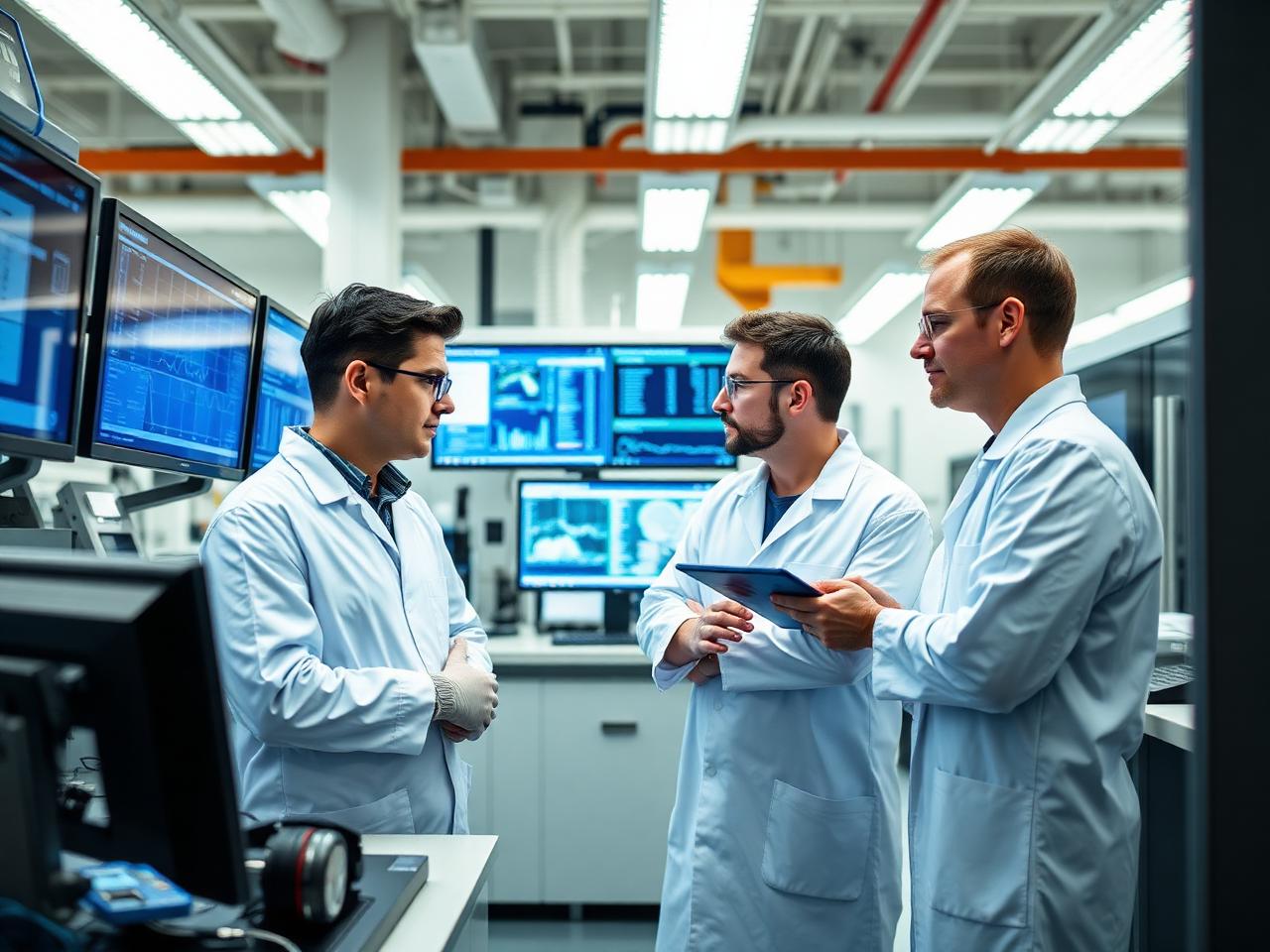Equipa de investigação em laboratório empresarial